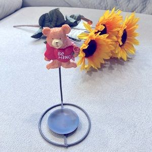 Bear Valentine’s Candle Stand/Candle Holder With Theme "Be Mine" Red Hearts Rose